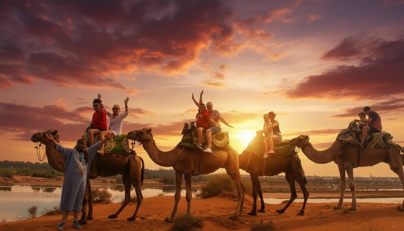 Sunset camel outing with barbecue supper